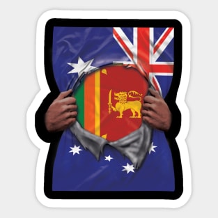 Sri Lankan Flag Australian Flag Ripped Open - Gift for Sri Lankan From Sri Lanka Sticker